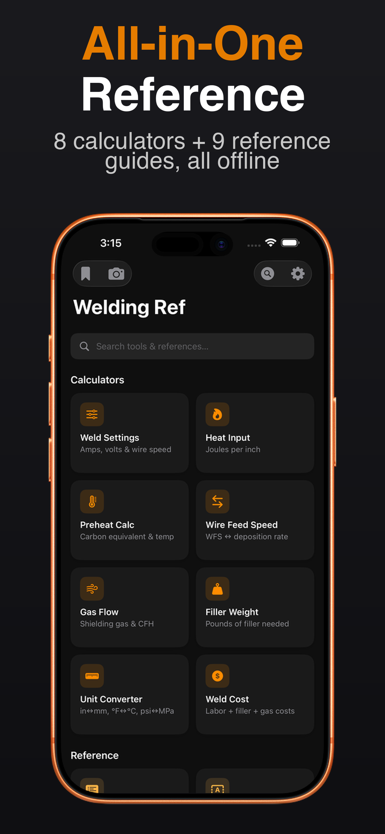 Welding Reference Pro app screenshot